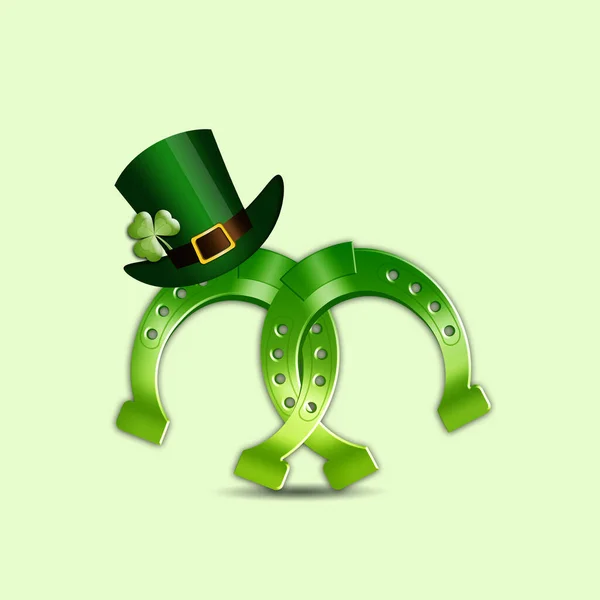 Μια Απεικόνιση Του Πράσινου Πέταλο Τριφύλλι Καπέλο Πράσινο Φόντο — Φωτογραφία Αρχείου
