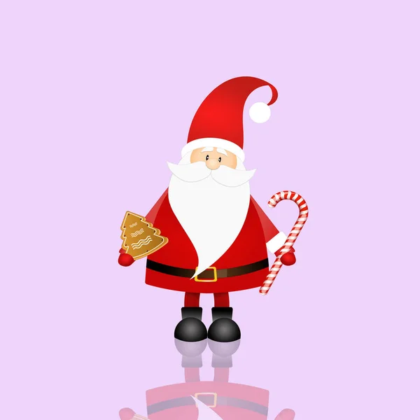 Illustrazione Babbo Natale Con Biscotto Canna Zucchero — Foto Stock