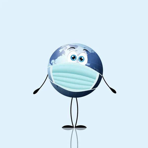 Illustration Blue Earth Medical Mask — Stock Photo, Image