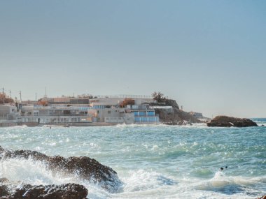 Marsilya, Fransa 'da Vallon des Auffes' de deniz kenarındaki sahil evleri.