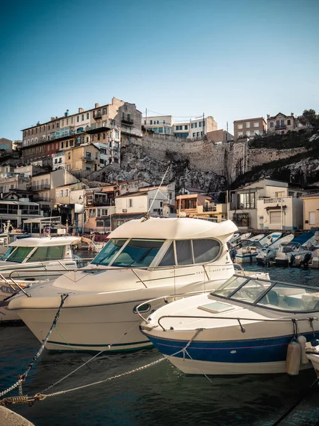 Barcos Antiguo Puerto Vallons Des Auffes Marsella Francia — Foto de Stock