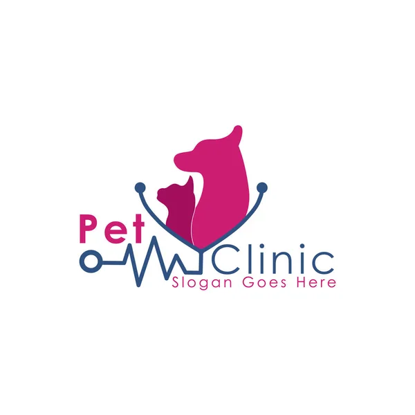 Pet Care Veterinary Logo Stethoscope Animal Icon Vector Design Vet — Stock Vector