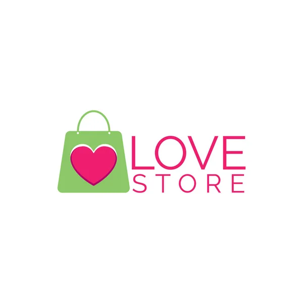 Shopping Bag Cuore Icona Vettoriale Logo Design Simbolo San Valentino — Vettoriale Stock