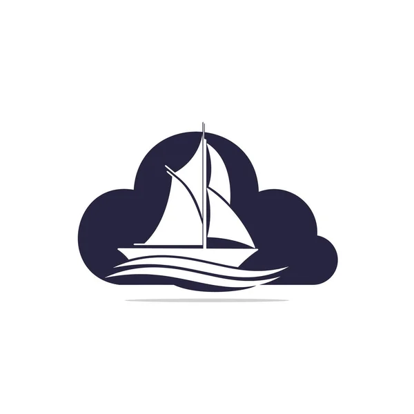 Yacht Cloud Shape Logo Design Yachting Club Yacht Sport Team — 스톡 벡터