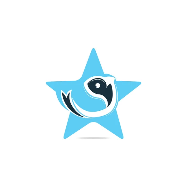 Значок Рыбы Форме Звезды Дизайна Логотипа — стоковый вектор