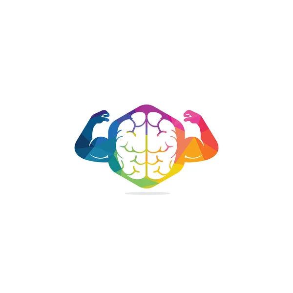 Güçlü Beyin Vektör Logosu Tasarımı Beyin Zeka Gücü Rade Gücü — Stok Vektör