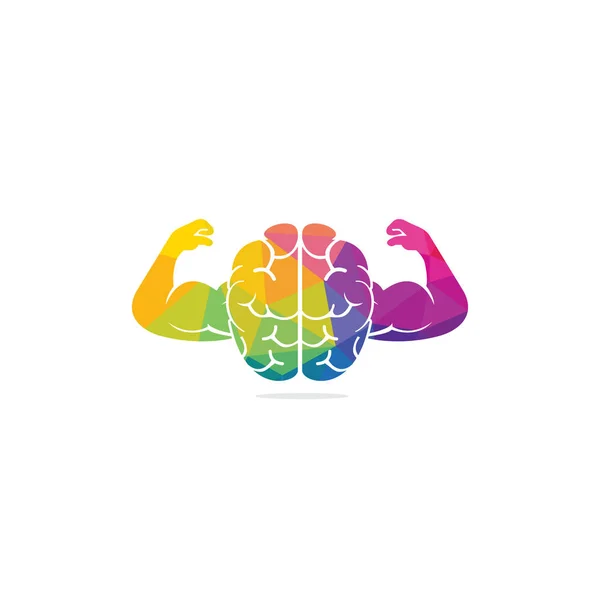 Strong Brain Vector Logo Design Brain Intellect Power Willpower Concept — Stock Vector