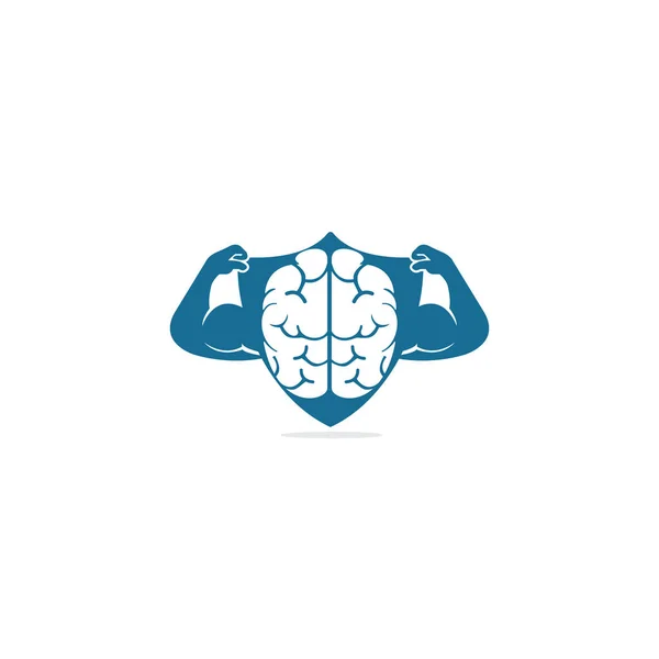 Diseño Fuerte Del Logotipo Del Vector Cerebral Cerebro Poder Intelectual — Vector de stock