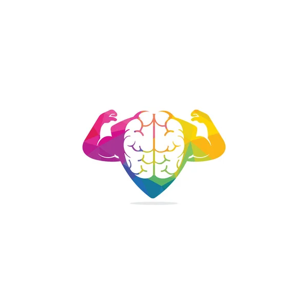 Güçlü Beyin Vektör Logosu Tasarımı Beyin Zeka Gücü Rade Gücü — Stok Vektör