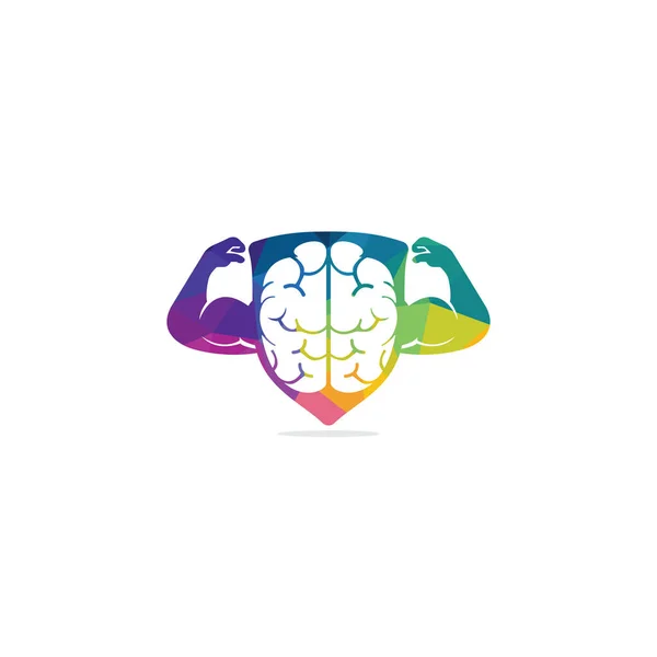 Conception Forte Logo Vecteur Cerveau Cerveau Pouvoir Intellectuel Concept Volonté — Image vectorielle