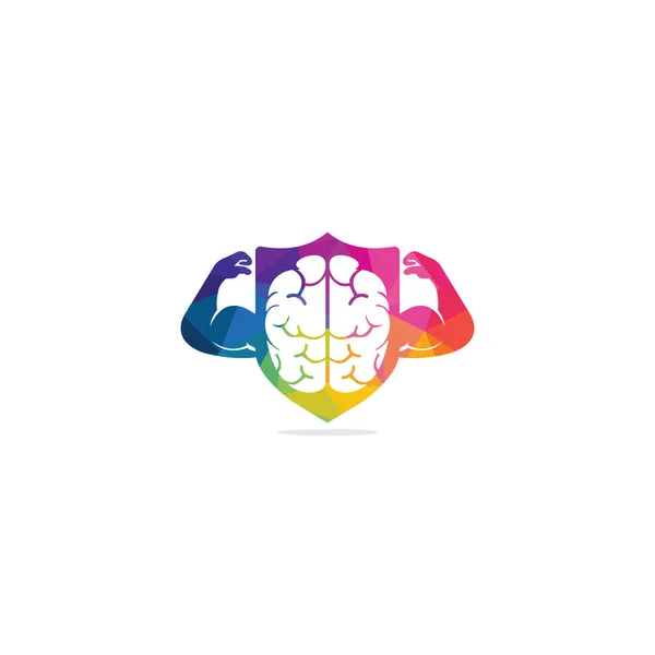 Diseño Fuerte Del Logotipo Del Vector Cerebral Cerebro Poder Intelectual — Archivo Imágenes Vectoriales