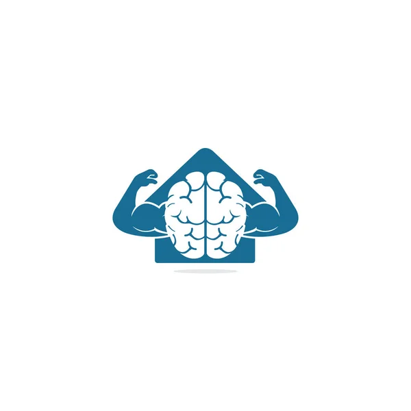 Cerveau Avec Gros Muscles Design Logo Vectoriel Forme Maison Cerveau — Image vectorielle