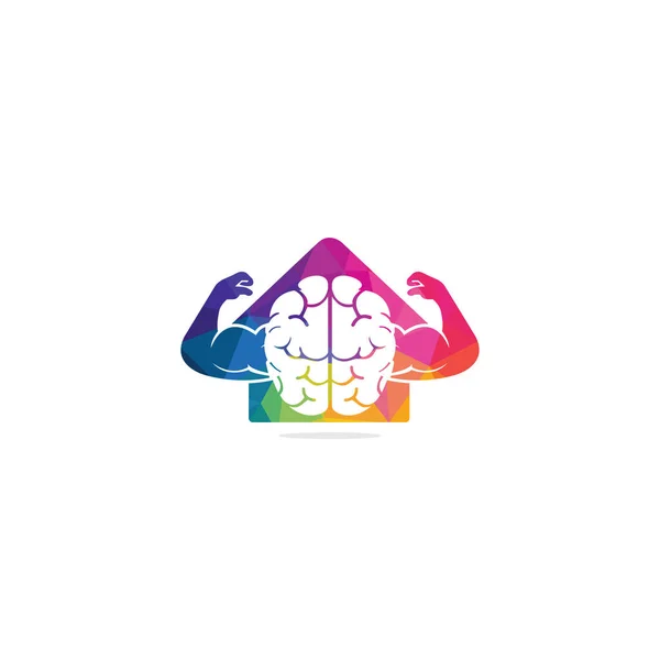 Cérebro Com Grandes Músculos Design Logotipo Vetor Forma Caseira Cérebro —  Vetores de Stock