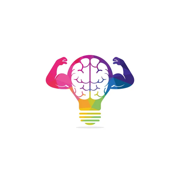 Cerveau Avec Gros Muscles Forme Ampoule Design Logo Vecteur Cerveau — Image vectorielle