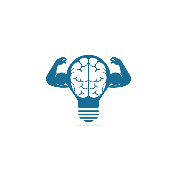 Brain Big Muscles Bulb Shape Vector Logo Design Brain Intellect — ストックベクタ