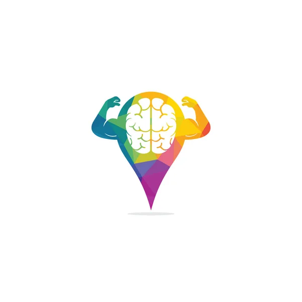 Cervello Con Grandi Muscoli Design Del Logo Vettoriale Forma Puntatore — Vettoriale Stock