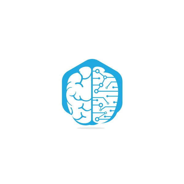 Diseño Del Logo Conexión Cerebral Plantilla Logotipo Del Cerebro Digital — Vector de stock