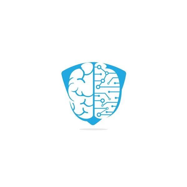 Projekt Logo Połączenia Mózgu Szablon Cyfrowego Logo Mózgu Ikona Burzy — Wektor stockowy