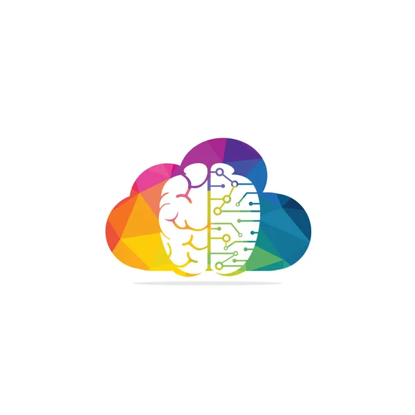 Cloud Cerveau Logo Design Icône Vectorielle Logo Cérébral Numérique Base — Image vectorielle