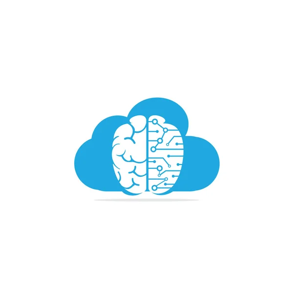 Nube Cerebro Logo Diseño Vector Icono Logo Digital Del Cerebro — Archivo Imágenes Vectoriales