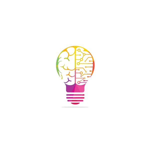 Bulb Brain Logo Design Creative Light Bulb Idea Brain Vector — Stock Vector