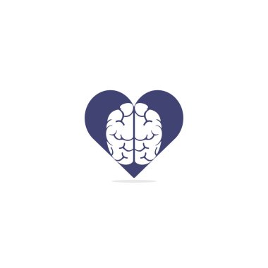 Yaratıcı beyin kalp şekli logosu tasarımı. Fikir kavramını düşün. Beyin fırtınası gücü düşünen beyin Logotype simgesi.