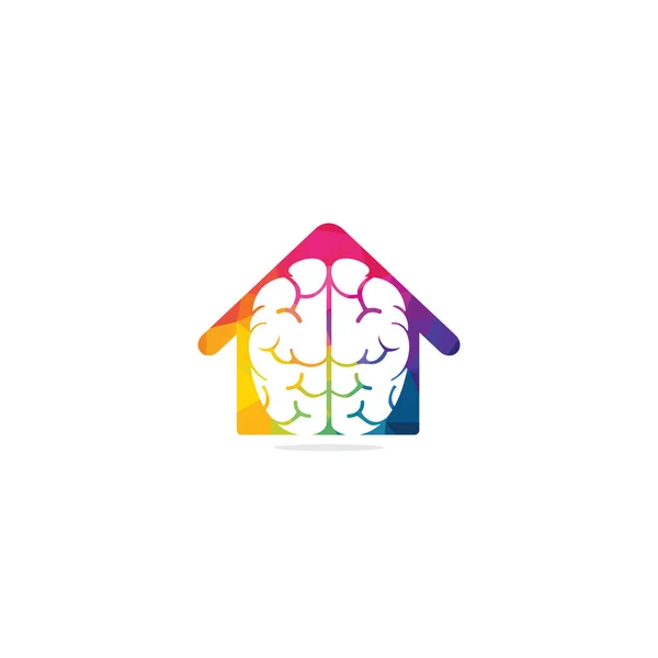 Design Creativo Del Logo Della Casa Del Cervello Pensare Idea — Vettoriale Stock