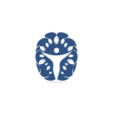 İnsan ağacı ve beyin vektör logosu tasarımı. Beyin kökleri vektör tasarımını düşünün.