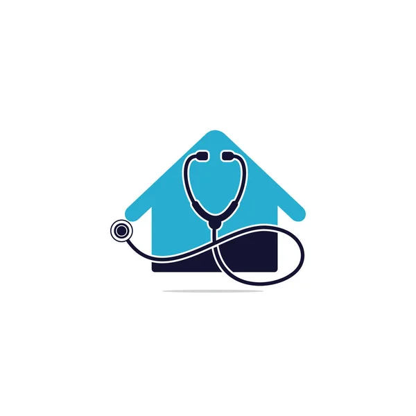 ホーム形状の医療ベクトルのロゴデザインと聴診器 クリニックホームベクトルロゴコンセプト — ストックベクタ