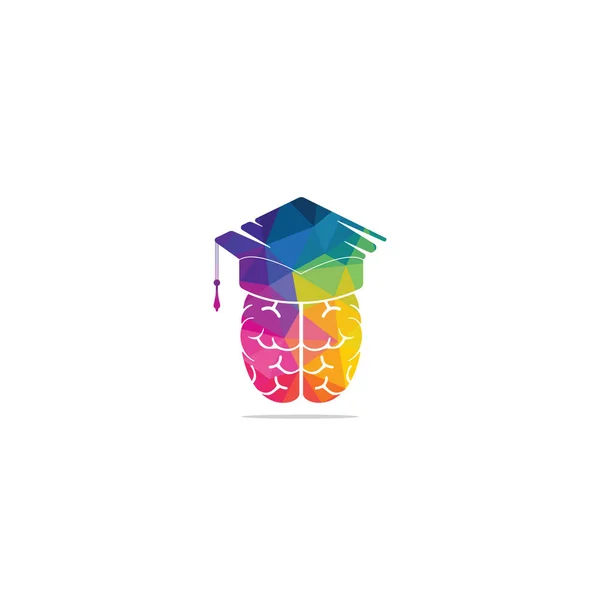 Braind 和毕业帽图标设计 教育和机构标志设计 — 图库矢量图片
