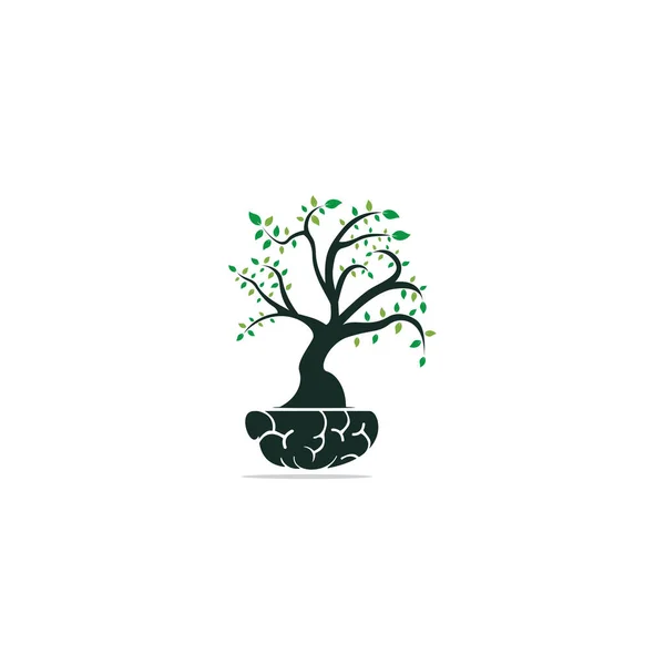 Akıllı Büyümek Logo Tasarımı Beyin Simgesi Içinde Büyüyen Bitki — Stok Vektör