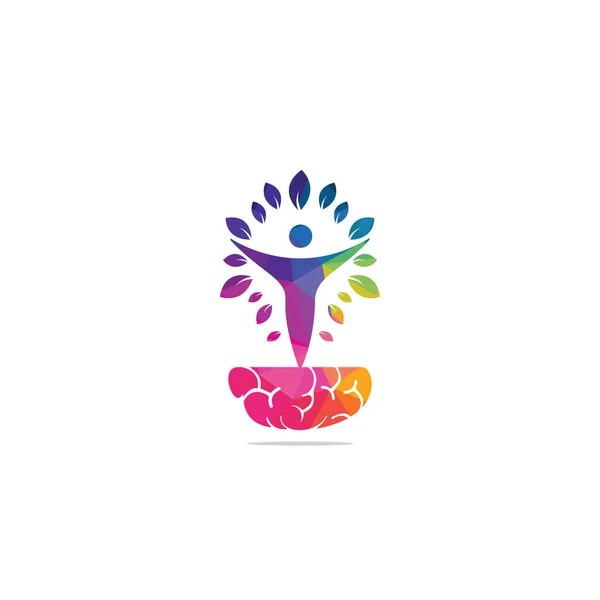 Árvore Humana Design Logotipo Vetor Cerebral Pense Design Vetor Raízes —  Vetores de Stock