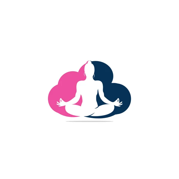 Yoga Avec Modèle Conception Logo Forme Nuage Logo Produits Naturels — Image vectorielle