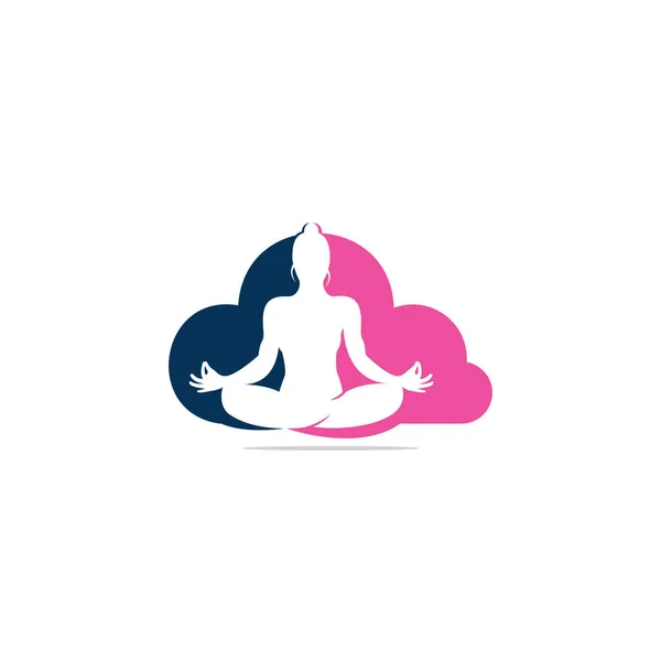 Yoga Avec Modèle Conception Logo Forme Nuage Logo Produits Naturels — Image vectorielle
