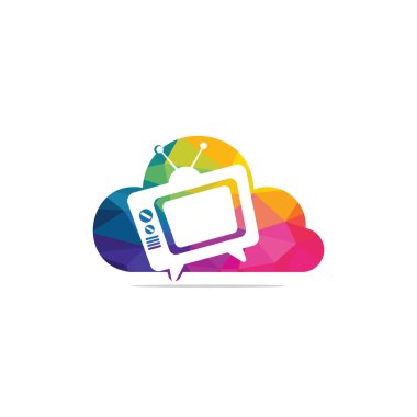 TV bulut logosu tasarımı. Bulut bilgisayar TV işareti.