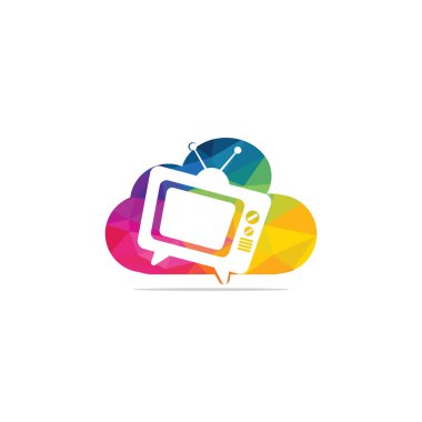 TV bulut logosu tasarımı. Bulut bilgisayar TV işareti.