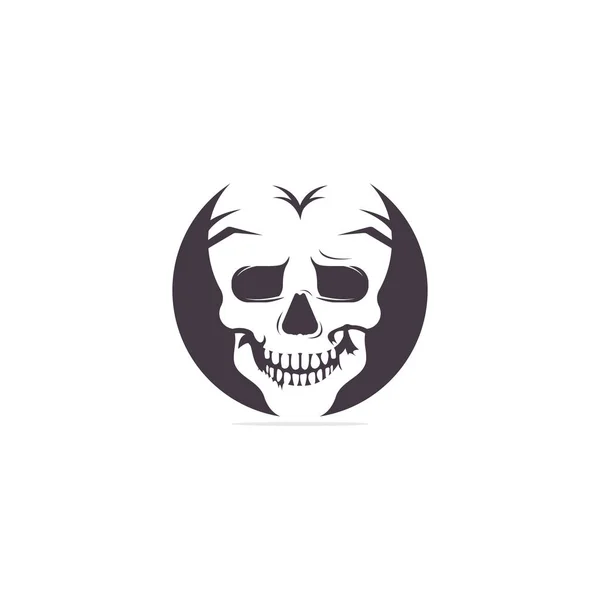 Modèle Conception Logo Crâne Crâne Dans Style Vintage — Image vectorielle