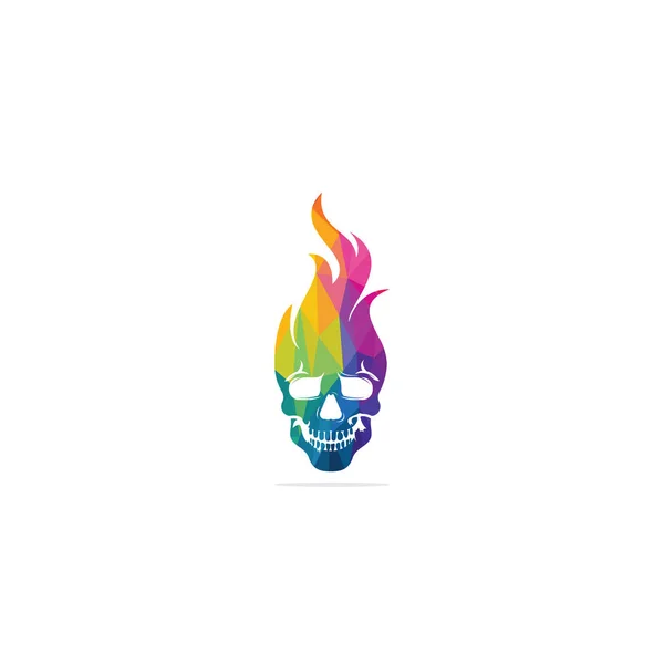 Skull Flames Vector Logo Design Cool Tattoo Logo Design — 스톡 벡터