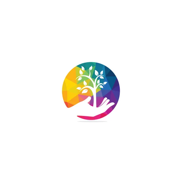 Tree Hand Vector Logo Design Natural Products Logo Cosmetics Icon — Stock Vector