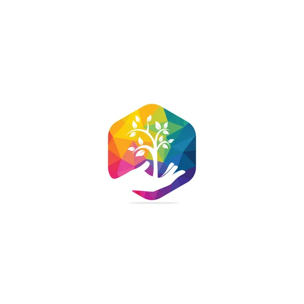 Arbre Dans Conception Logo Vectoriel Main Logo Produits Naturels Icône — Image vectorielle