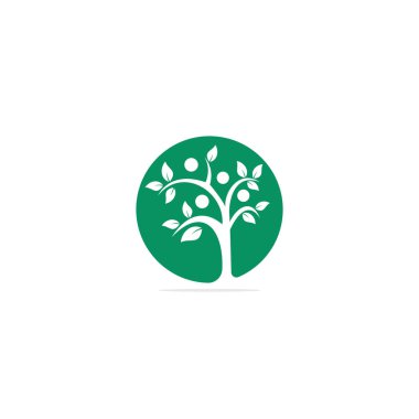 İnsan ağaç logo tasarımı. Sağlıklı insanlar ağaç logosu.