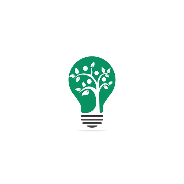 人間のツリーと電球のロゴ デザイン 人間の健康とケア ベクトルのロゴ デザイン テンプレート — ストックベクタ