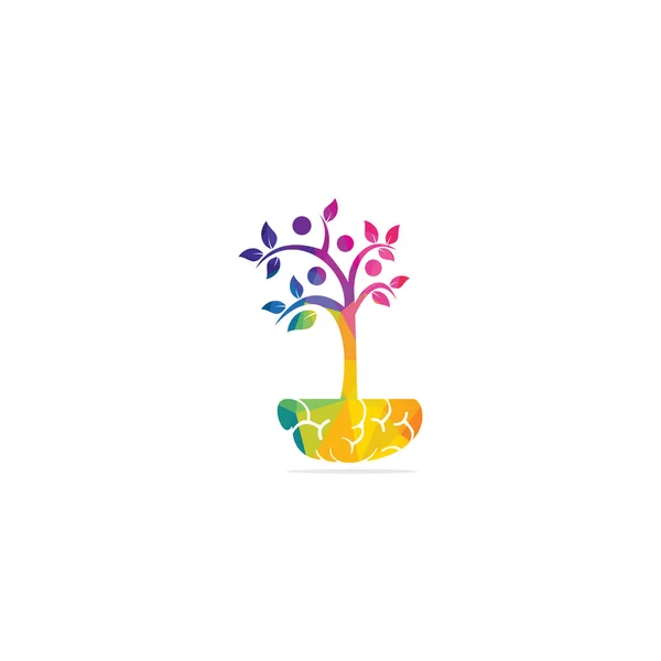 Smart Grow Logo Design Family Plant Growing Brain Icon — Stock Vector