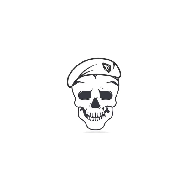 Crâne Dans Casque Soldat Design Logo Vectoriel — Image vectorielle