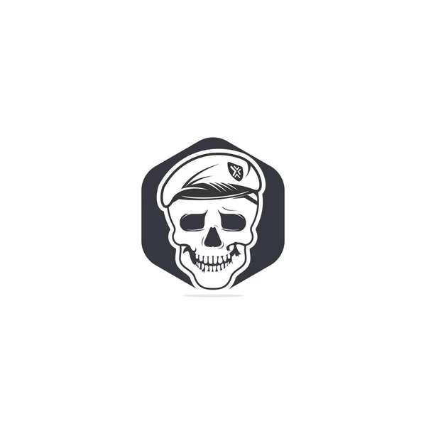 Crâne Dans Casque Soldat Design Logo Vectoriel — Image vectorielle