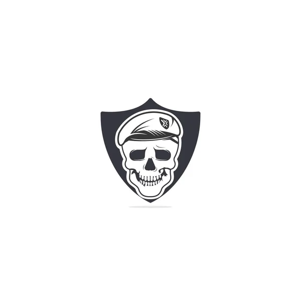 Череп Векторном Логотипе Солдатского Шлема — стоковый вектор