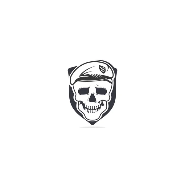 Totenkopf Soldatenhelm Vektor Logo Design — Stockvektor