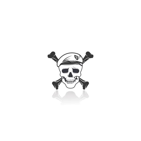 Menschlicher Schädel Mit Zwei Gekreuzten Knochen Vektor Logo Design — Stockvektor