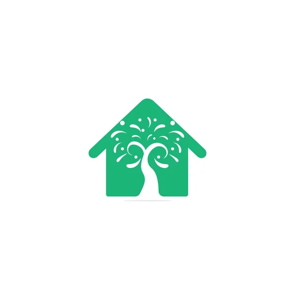 Diseño Colorido Del Logotipo Del Vector Casa Del Árbol Eco — Archivo Imágenes Vectoriales