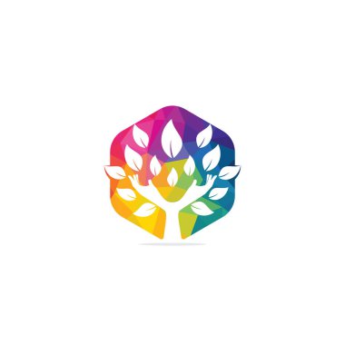 Yaratıcı yeşil el ağacı logosu tasarımı. Doğal ürün logosu. Kozmetik ikonu. Spa logosu. Güzellik salonu veya yoga logosu.